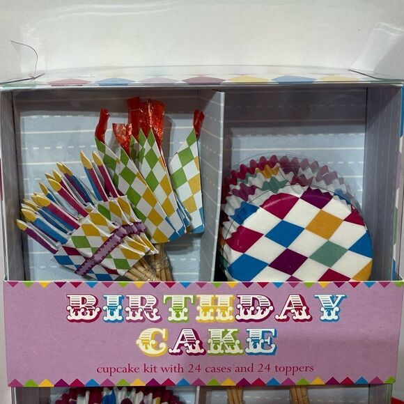 Meri go Round Birthday Cupcake Liners and Toppers set of 48 NWT - Picture 2 of 4